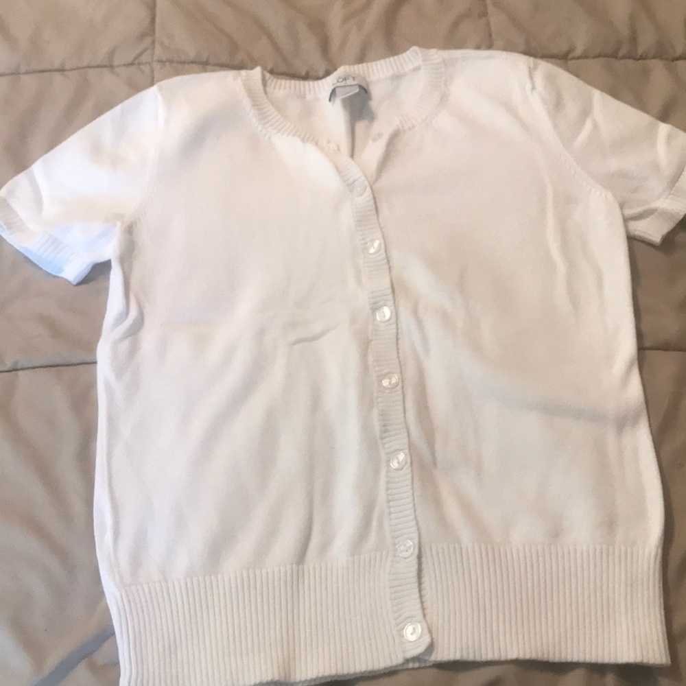 The Loft White Short Sleeve Cardigan